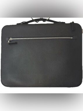 DUNHILL Black Leather Zip-Around Portfolio Laptop Case Briefcase